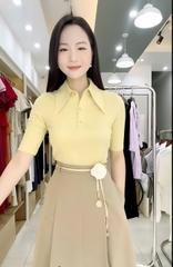 Thun cổ trụ lá nhọn tay lỡ dịu dàng, nữ tính NKAT2508006