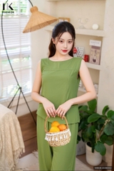 Bộ đồ đũi lanh áo mí nổi dễ thương NKBD2506005