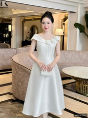 Đầm Dự Tiệc Bấu mí hoa 3D Tinh Tế NK Fashion Dày Dặn Đứng Form Chuẩn Thanh Lịch NKDV2410003