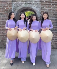 Áo dài lụa truyền thống, thanh lịch, duyên dáng, nhiều màu sắc NKDV2410005 - quần rời NKQU2312001
