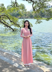 Áo dài lụa truyền thống, thanh lịch, duyên dáng, nhiều màu sắc NKDV2410005 - quần rời NKQU2312001