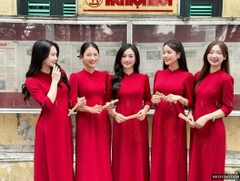 Áo dài thêu hoa sen tay bồng cao cấp, thướt tha, mang nét truyền thống phụ nữ Việt NKDV2411004 ( ko kèm quần + PK)