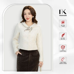 Áo  Dạ Text Cổ Sen Giao Cúc NKFAK2311010 Thời Trang NK Fashion Trẻ Trung Phong Cách Hàn Quốc, Chất Liệu Dày Dặn, Mịn, Dễ Phối Đồ