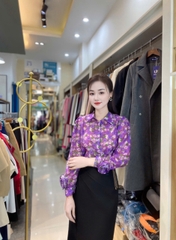 Sơ mi cổ đức hoạ tiết tay mới lạ, lịch sự, rực rỡ  NKFSM2502001 ( Ko kèm CV/QU/PK )