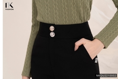 NK Fashion Quần Ống Rộng Công Sở Đính Cúc Đồng Chất Liệu Nhập Hàn Siêu Mềm Mịn, Chống Nhăn Xù NKQU2210002