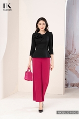 NK Fashion Quần Ống Rộng Công Sở Đính Cúc Đồng Chất Liệu Nhập Hàn Siêu Mềm Mịn, Chống Nhăn Xù NKQU2210002