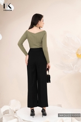 NK Fashion Quần Ống Rộng Công Sở Đính Cúc Đồng Chất Liệu Nhập Hàn Siêu Mềm Mịn, Chống Nhăn Xù NKQU2210002