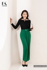 NK Fashion Quần Ống Rộng Công Sở Đính Cúc Đồng Chất Liệu Nhập Hàn Siêu Mềm Mịn, Chống Nhăn Xù NKQU2210002