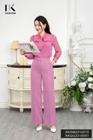 Quần Ống Rộng Cá Sườn Cúc Bọc Viền, Thanh Lịch NKQU2310001