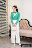 Quần Ống Rộng Cá Sườn Cúc Bọc Viền, Thanh Lịch NKQU2310001