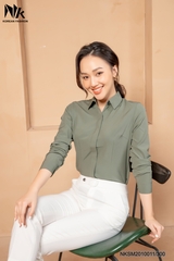 Áo Sơ Mi Dài Tay Cổ Đức Nẹp Dấu Khuy cơ bản phù hợp nhiều kiểu dáng NKSM2010011 ( Ko kèm QU/CV/PK)