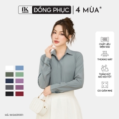 Áo Sơ Mi Dài Tay Cổ Đức Nẹp Dấu Khuy cơ bản phù hợp nhiều kiểu dáng NKSM2010011 ( Ko kèm QU/CV/PK)