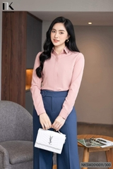 Áo Sơ Mi Dài Tay Cổ Đức Nẹp Dấu Khuy cơ bản phù hợp nhiều kiểu dáng NKSM2010011 ( Ko kèm QU/CV/PK)
