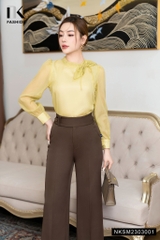 Áo Sơ Mi Dài Tay Tơ Nơ Cổ NK Fashion Công Sở Nữ Thanh Lịch Vải Mềm Mịn NKSM2303001