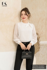 Áo Sơ Mi Dài Tay Tơ Nơ Cổ NK Fashion Công Sở Nữ Thanh Lịch Vải Mềm Mịn NKSM2303001