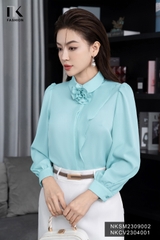Áo Sơ Mi Dài Tay Cổ Đức Hoa Bèo Vai NKSM2309002