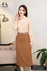 NK FASHION Áo Sơ Mi Cổ Sen Đô Kép Thanh Lịch, Nữ Tính NKSM2309015