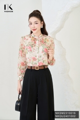 NK Fashion Áo Sơ Mi Hoa Cổ Tàu Bèo Thanh Lịch, Nữ Tính NKSM2310016