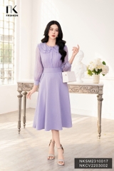 NK Fashion Áo Sơ Mi Tơ Óng Cổ Tròn Bèo Tầng, Nữ Tính NKSM2310017