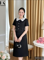 Áo Sơ Mi Text Cổ Ren Dệt, Nữ Tính, Thanh Lịch, Trẻ Trung NKSM2312001
