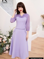 Áo Sơ Mi Phối Tơ Cổ V Hoa Ngực NK Fashion Thời Trang Công Sở Nữ Thanh Lịch, Thiết Kế Hàn Quốc, Vải Mát NKSM2312005