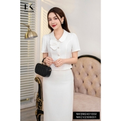 Áo Sơ Mi Cổ Sen Nơ Lệch NK Fashion Công Sở Nữ Thiết Kế Cách Điệu Sang Trọng, Thanh Lịch, Trẻ Trung, Vải Thoáng Mát NKSM2401002