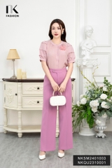 NK Fashion Áo Sơ Mi Cổ Tàu Tròn Mí Tay Nữ Tính, Cách Điệu NKSM2401003