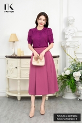 NK Fashion Áo Sơ Mi Cổ Tàu Tròn Mí Tay Nữ Tính, Cách Điệu NKSM2401003