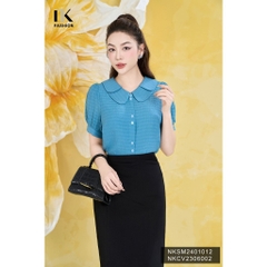 Áo Sơ Mi Cổ Kép Chồng Cúc Đôi NK Fashion Công Sở Nữ Thiết Kế Điệu,Trẻ Trung, Thanh Lịch, Vải Thoáng Mát NKSM2401012