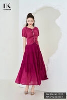 NK Fashion Áo Sơ Mi Xếp Cổ Gấu Tay Chun Dây Ngọc Tiểu Thư, Nữ Tính NKSM2401020
