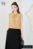 NK Fashion Áo Sơ Mi Sát Nách Bèo Cổ Xếp Ly Ngực Thời Trang Trẻ Trung, Nữ Tính NKSM2401021