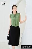 NK Fashion Áo Sơ Mi Sát Nách Bèo Cổ Xếp Ly Ngực Thời Trang Trẻ Trung, Nữ Tính NKSM2401021