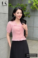 Áo Sơ Mi Phối Tơ  Tiểu Thư NK Fashion Công Sở Nữ, Cách Điệu, Thanh Lịch, Trẻ Trung NKSM2402003