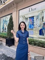 NK Fashion Áo Sơ Mi Denim Nữ Cổ Vest NK Fashion Thiết Kế Công Sở Nữ, Chiết Eo, Chất Liệu Nhập Hàn Cao Cấp NKSM2402004