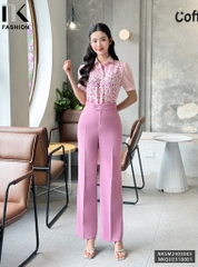 NK Fashion Áo Sơ Mi Hoa Nhí Phối Cổ Nữ Tính, Thanh Lịch NKSM2403005