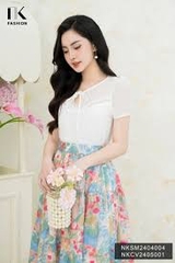 Áo Sơ Mi Kẻ Ren Bấu Mí Cổ NK Fashion Công Sở Nữ Thanh Lịch Vải Mềm Mịn NKSM2404004