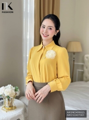 Áo Sơ Mi Dài Tay Lá Cổ Nhọn NK Fashion Công Sở Nữ Thanh Lịch, Vải Mềm Mịn NKSM2405023