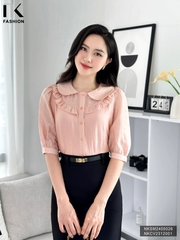 Áo Sơ Mi Bèo Ngực Tay Lỡ NK Fashion Công Sở Nữ Thanh Lịch Vải Mềm Mịn NKSM2405026