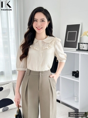 Áo Sơ Mi Bèo Ngực Tay Lỡ NK Fashion Công Sở Nữ Thanh Lịch Vải Mềm Mịn NKSM2405026