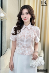 Áo Sơ Mi Thô Mềm 7 Mảnh Hoạ Tiết NK Fashion Công Sở Nữ Thanh Lịch NKSM2407001