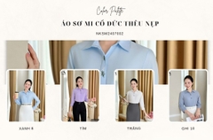 Áo Sơ Mi Cổ Đức Thêu Nẹp NK Fashion Công Sở Nữ Thanh Lịch Vải Mềm Mịn NKSM2407002