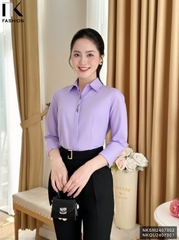 Áo Sơ Mi Cổ Đức Thêu Nẹp NK Fashion Công Sở Nữ Thanh Lịch Vải Mềm Mịn NKSM2407002