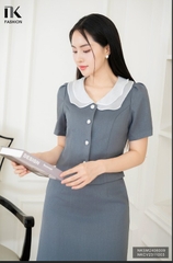 Áo Sơ Mi Cổ Sen Kép Phối Tơ NKSM2408009 ( ko kèm CV + PK)