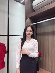 Sơ Mi Cổ V Hoa Cổ Nk Fashion Thời Trang Công Sở Trẻ Trung, Basic, Thanh Lịch NKSM2409001
