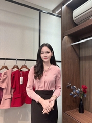Sơ Mi Cổ V Hoa Cổ Nk Fashion Thời Trang Công Sở Trẻ Trung, Basic, Thanh Lịch NKSM2409001