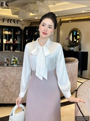 Sơ Mi Lụa Cổ Nơ NK FASHION Thời Trang Công Sở Trẻ Trung, Sang Trọng, Dễ Phối Đồ NKSM2409018
