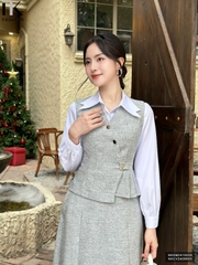 Áo Ghile xước xếp eo sang xịn ghép set công sở lịch sự NKSM2410006 ( Ko kèm CV - PK )