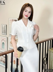 Áo Sơ Mi Cổ Ve Hoa Ngực  Lên Form Đứng Dáng NKSM2412002 ( Không kèm Quần, CV + PK)