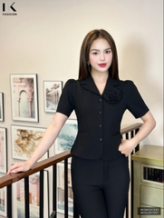 Áo Sơ Mi Cổ Ve Hoa Ngực  Lên Form Đứng Dáng NKSM2412002 ( Không kèm Quần, CV + PK)