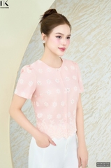 Sơ mi cổ tròn chân dệt xinh xắn NKSM2507010